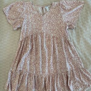 Nordstrom Pink and Cream Floral Girls M (8-10) Dress